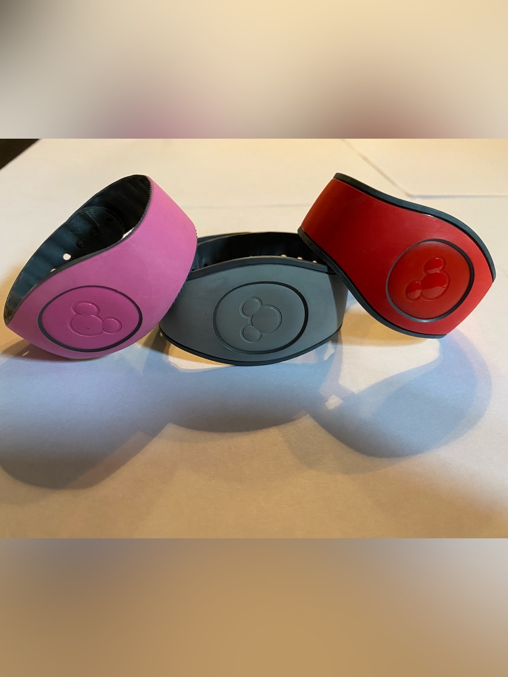 Disney MagicBand 2.0 Lot Of 3 - Pink Gray Red - Previously Linked - Collectible